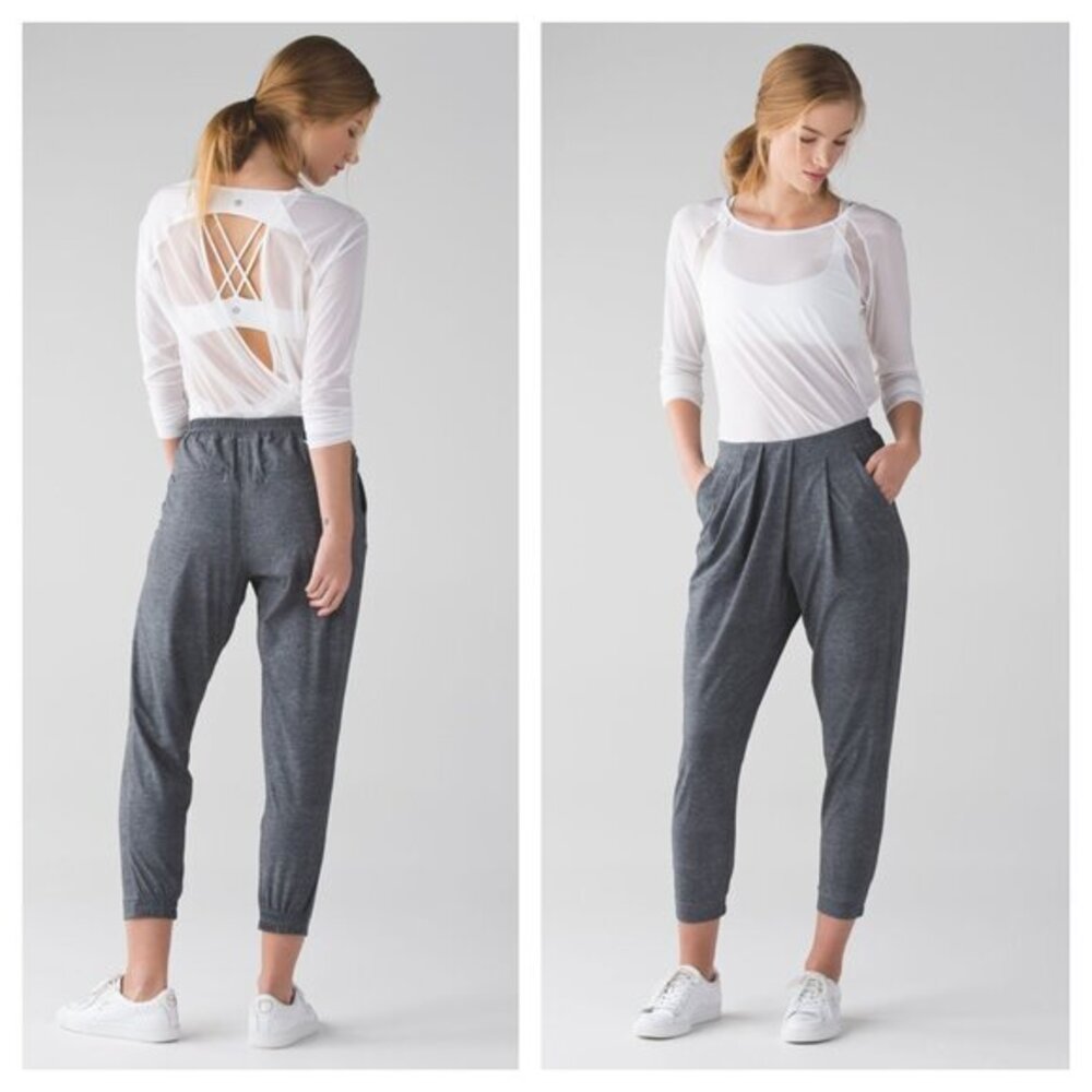 Lululemon &go Keepsake Pant 6 Heathered Texture Printed Grey/Deep Coal